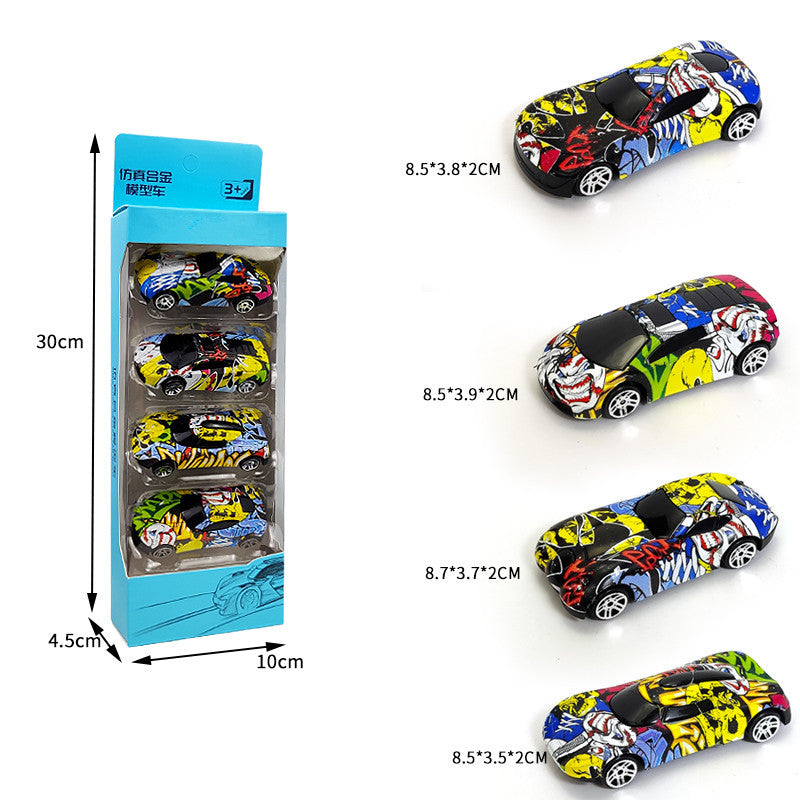 Children's alloy car model boy pull back police car racing Zhongba school bus baby resistant toy car suit