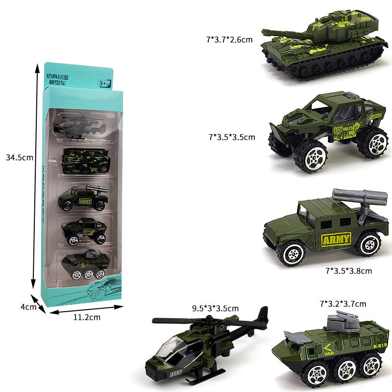 Children's alloy car model boy pull back police car racing Zhongba school bus baby resistant toy car suit