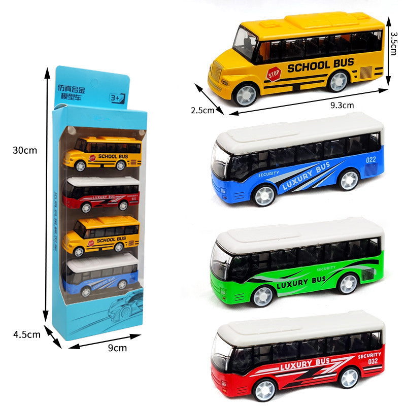 Children's alloy car model boy pull back police car racing Zhongba school bus baby resistant toy car suit