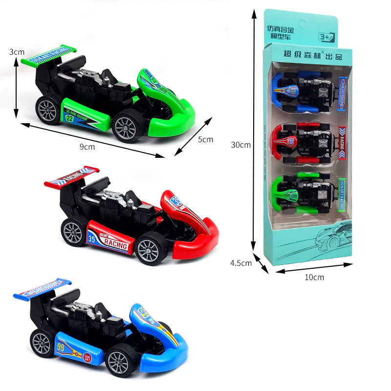 Children's alloy car model boy pull back police car racing Zhongba school bus baby resistant toy car suit