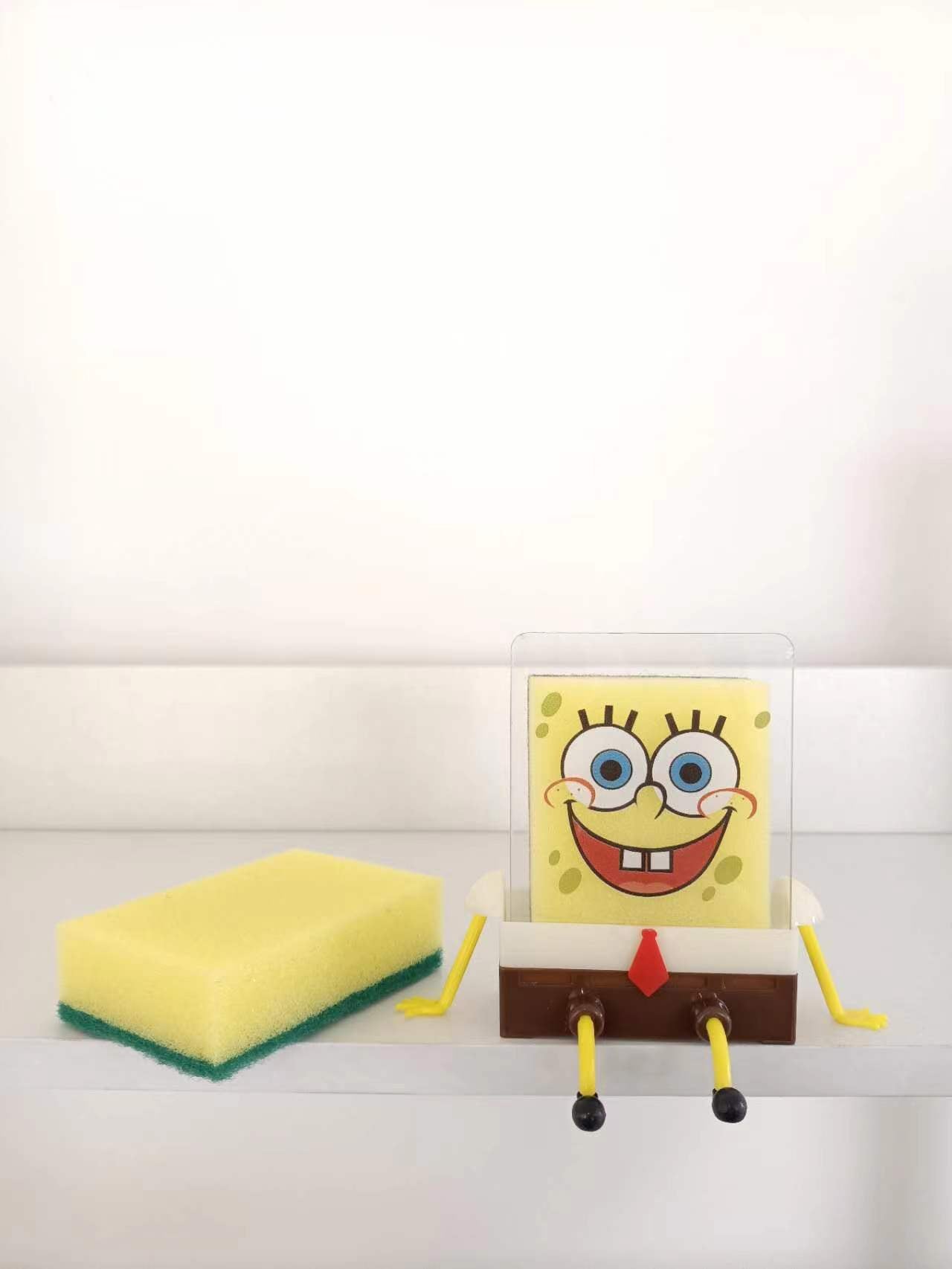 Cute SpongeBob Booth Drain Rack Wholesale Home Kitchen Sink Rack Dishwashing Brush Sink Wall Mounted