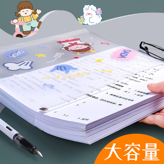 A4 transparent file bag pulling archive bag Korea small fresh junior high school data bag plastic test paper storage