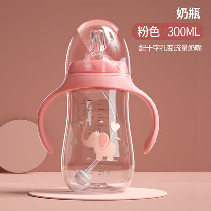 Cross-border hot sale children's school drinking cup infant dual-use bottle wide diameter water cup straw cup leak-leakage anti-fall