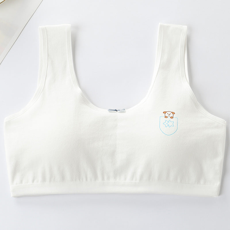 Underwear female primary school development period 8-9-12-16 years old vest cotton girl junior high school student anti-convex point bra