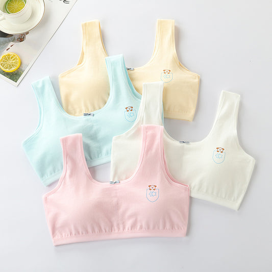 Underwear female primary school development period 8-9-12-16 years old vest cotton girl junior high school student anti-convex point bra