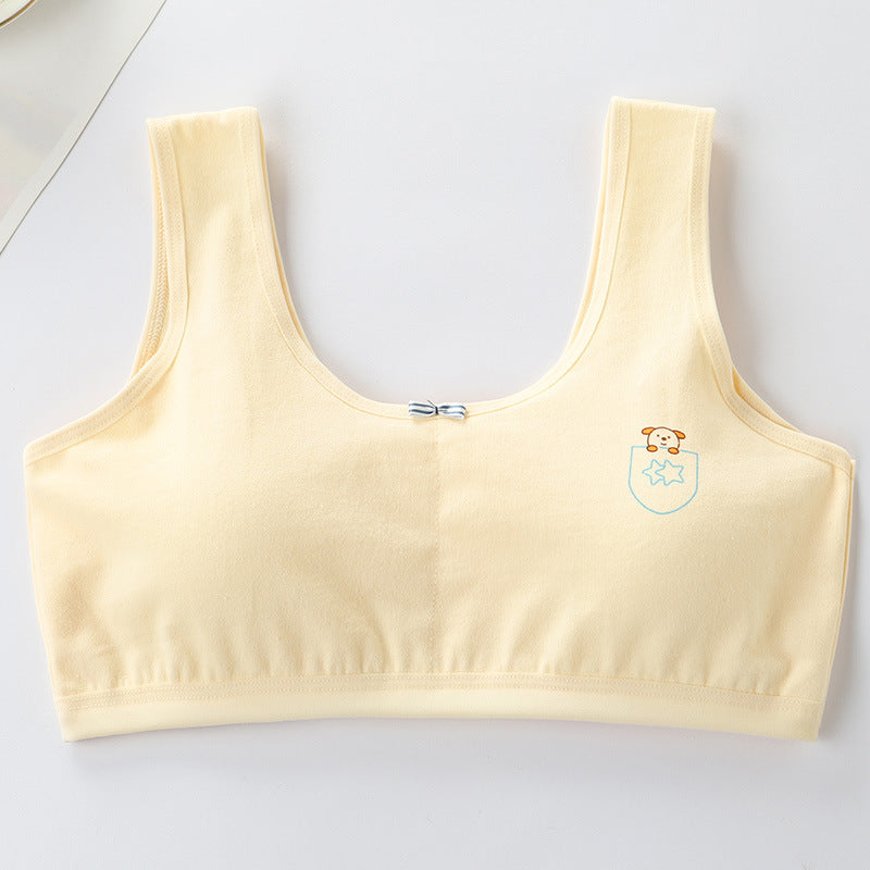 Underwear female primary school development period 8-9-12-16 years old vest cotton girl junior high school student anti-convex point bra