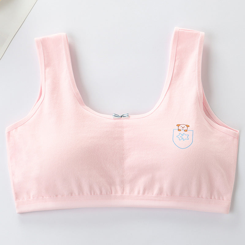 Underwear female primary school development period 8-9-12-16 years old vest cotton girl junior high school student anti-convex point bra