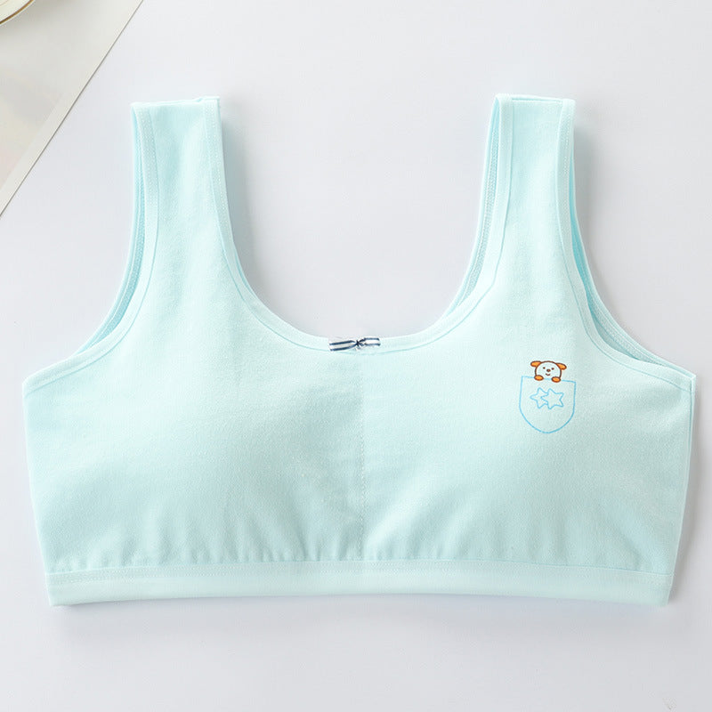 Underwear female primary school development period 8-9-12-16 years old vest cotton girl junior high school student anti-convex point bra