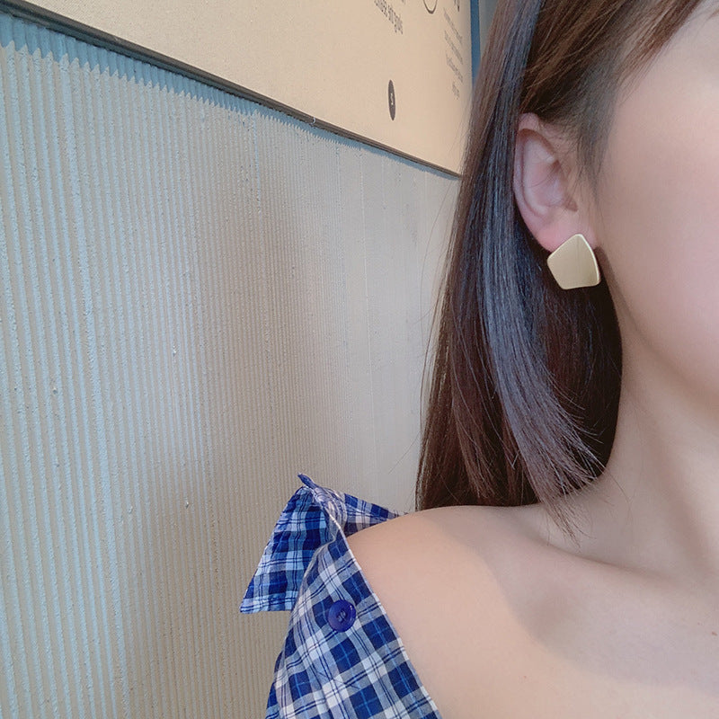 Korean version of the red earrings temperament earrings new tide female square earrings 2020 simple small fat jewelry