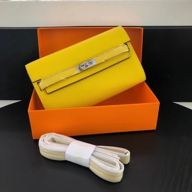 San Maries Genuine Leather Women Wallet Female Long Clutch Lady Walet Portomonee Rfid Luxury Brand Money Bag With Orange Box