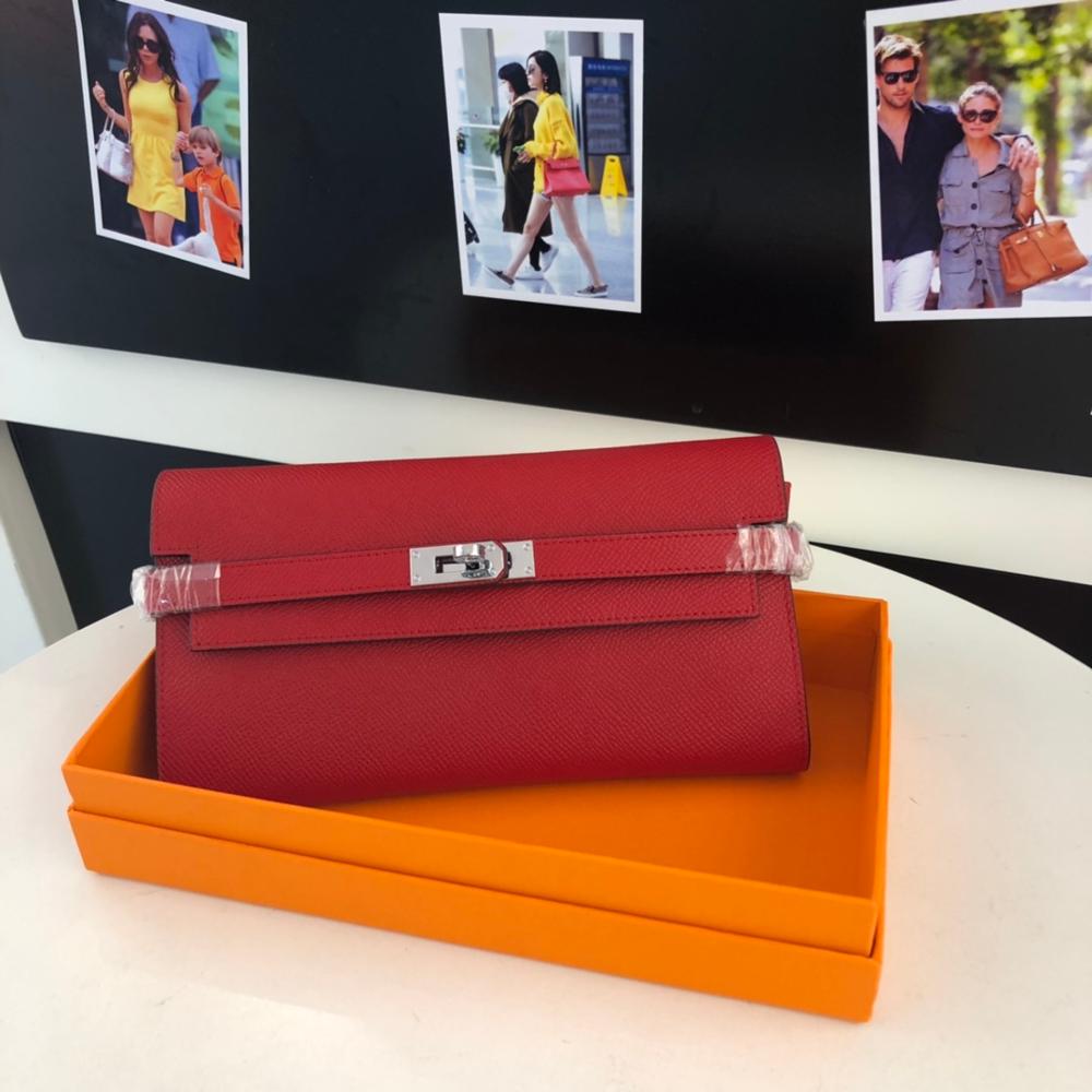 San Maries Genuine Leather Women Wallet Female Long Clutch Lady Walet Portomonee Rfid Luxury Brand Money Bag With Orange Box