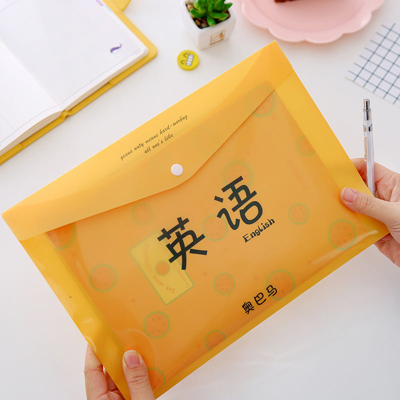 Factory direct primary school student A4 test paper bag pressing transparent information bag office learning supplies file bag T