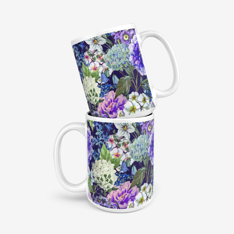 Floral Print Classic Glossy Mug