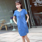 Slim denim dress female 2020 spring and summer new Korean version of large size slim easing denim skirt A word skirt