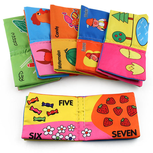 12 stereo baby cloth book Early school toys English hand palm book animal digital cognitive baby cloth foreign trade