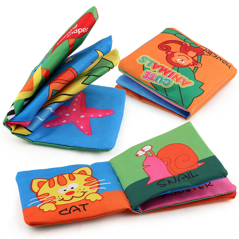 12 stereo baby cloth book Early school toys English hand palm book animal digital cognitive baby cloth foreign trade