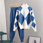 Women's sweater suits thick soft knitted sets pullovers +long Pant Casual 2PCS Track Suits