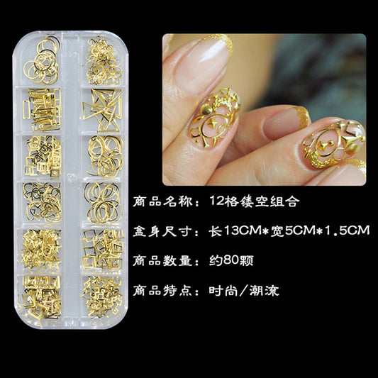 New nail ornament full shaped rivet alloy drill color pearl horse eye sequins nail polish stickers