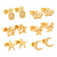 6Pairs/Box Stainless Steel CZ Earrings For Women Girls Kids Piercing Stud Earrings Set Birthday Jewelry Gifts
