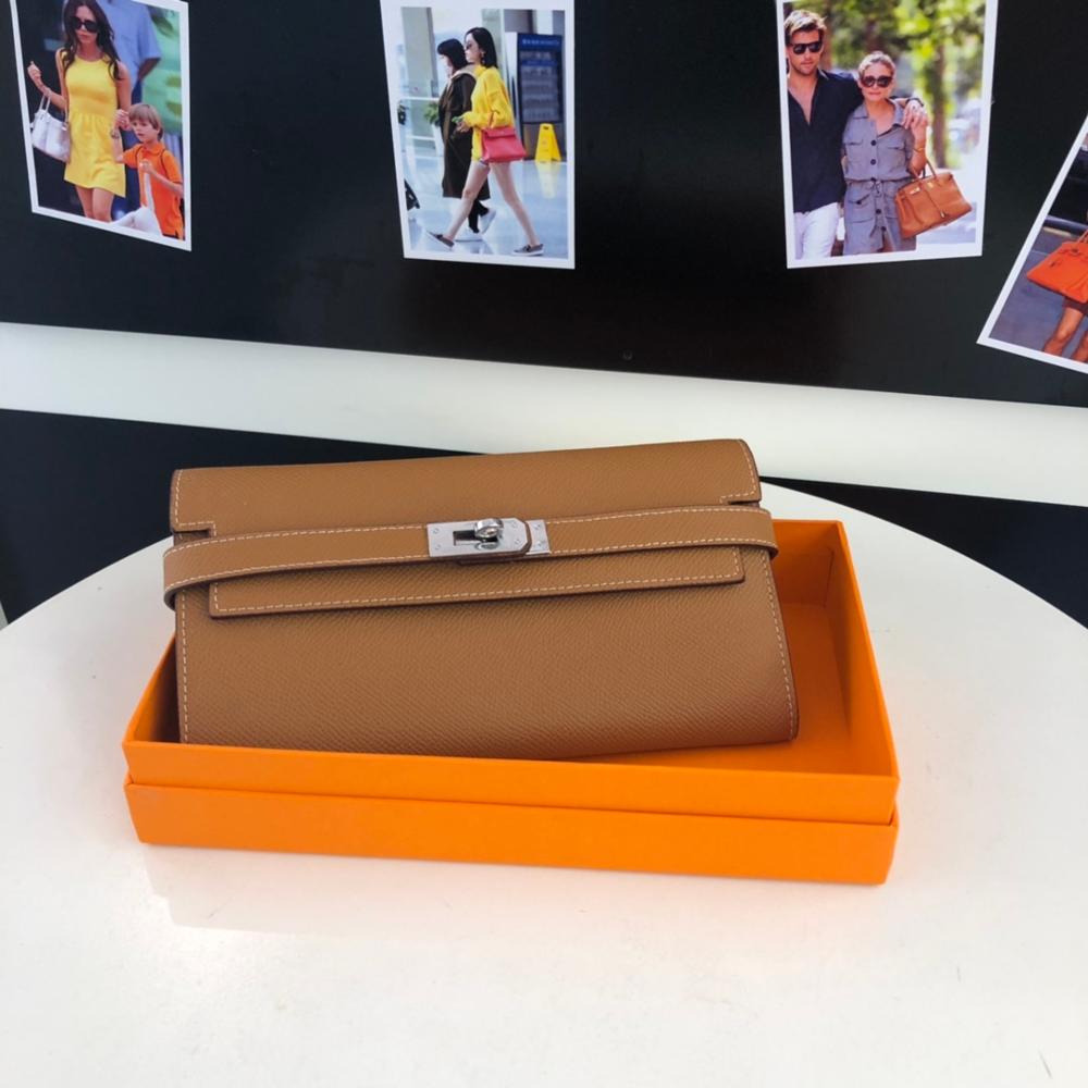 San Maries Genuine Leather Women Wallet Female Long Clutch Lady Walet Portomonee Rfid Luxury Brand Money Bag With Orange Box