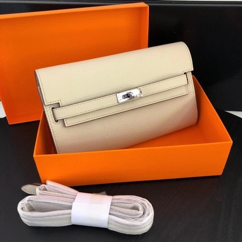 San Maries Genuine Leather Women Wallet Female Long Clutch Lady Walet Portomonee Rfid Luxury Brand Money Bag With Orange Box