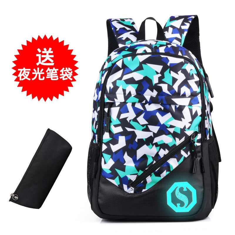 Graffiti three-piece lattice backpack male student bag back Pack casual computer junior high school backpack