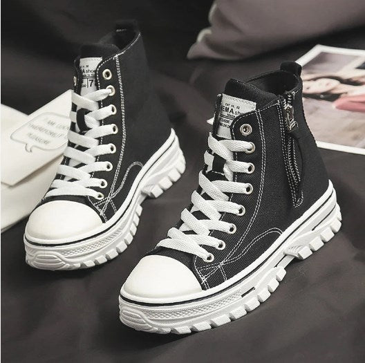 2022 Autumn New Style Women Casual Shoes Platform Sneakers PU Leather Shoes Woman High Top White Shoes Tenis Feminino  A1-204