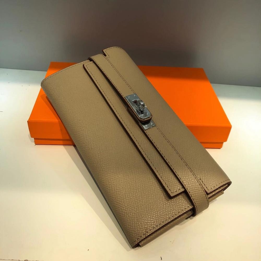 San Maries Genuine Leather Women Wallet Female Long Clutch Lady Walet Portomonee Rfid Luxury Brand Money Bag With Orange Box