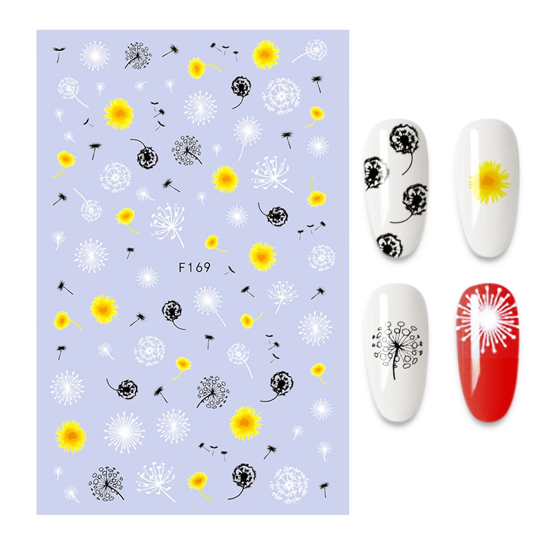 3D Flower Nail Stickers Women Face Sketch Abstract Butterfly Image Sexy Girl Nail Art Decor Sliders Manicure Stickers for Nails