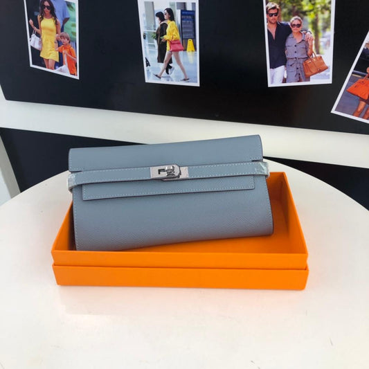 San Maries Genuine Leather Women Wallet Female Long Clutch Lady Walet Portomonee Rfid Luxury Brand Money Bag With Orange Box