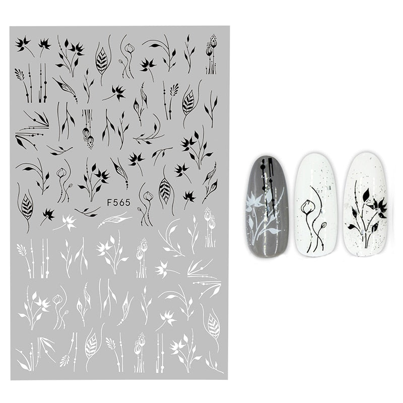 3D Flower Nail Stickers Women Face Sketch Abstract Butterfly Image Sexy Girl Nail Art Decor Sliders Manicure Stickers for Nails