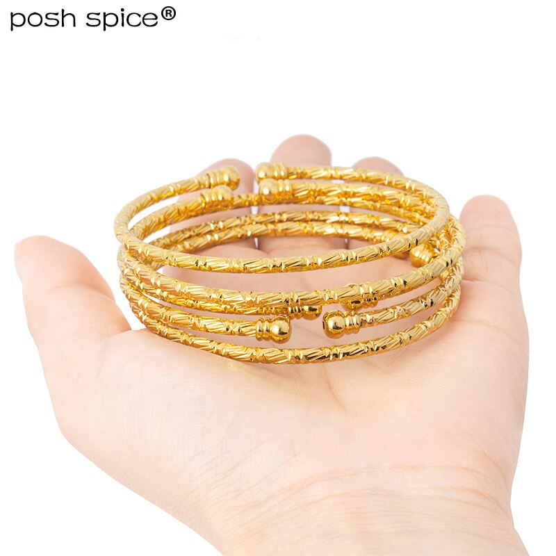 3mm African bangles for woman Ball Dubai bracelet and Bangles Indian Bangles Gold color Middle East Wedding Jewelry Gift