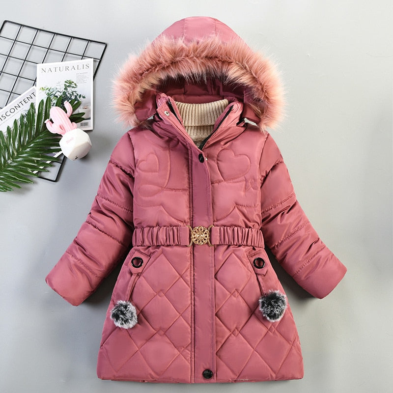 Autumn Winter Girls Jacket Keep Warm Hooded Fashion Windproof Outerwear Birthday Christmas Coat 4 5 6 7 8 Years Old Kids Clothes