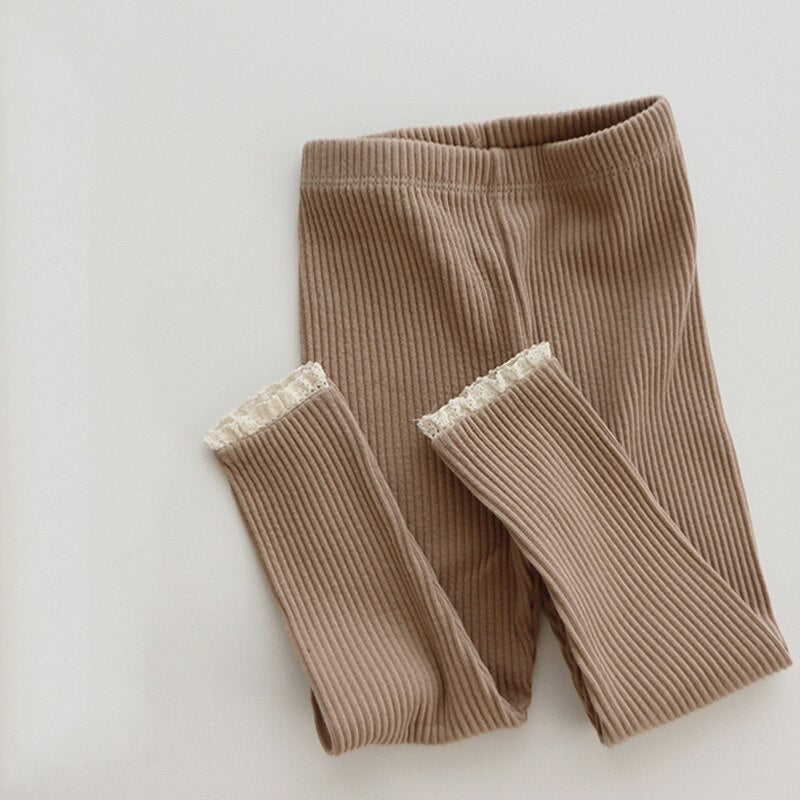 BOBOTCNUNU Baby Pants 2021 Knitted Candy Color Bottoms Outfits Toddler Girls Ribbed Leggings Striped Casual Trousers