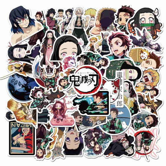 50pcs Demon Slayer: Kimetsu no Yaiba Anime Sticker Stickers PVC Graffiti Stickers Suitcase Luggage Guitar For Children stickers