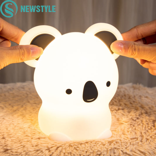 Koala LED Night Light Colorful Silicone Touch Sensor Remote RGB Dimming Bedside Desktop Lamp For Children Kids Baby Toy Gift