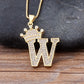 New Luxury Copper Zircon A-Z Crown Alphabet Pendant Chain Necklace Punk Hip-Hop Style Fashion Woman Man Initial Name Jewelry