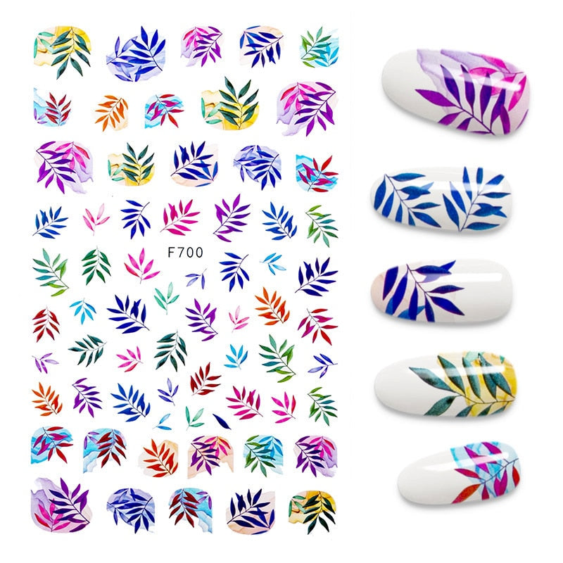 3D Flower Nail Stickers Women Face Sketch Abstract Butterfly Image Sexy Girl Nail Art Decor Sliders Manicure Stickers for Nails