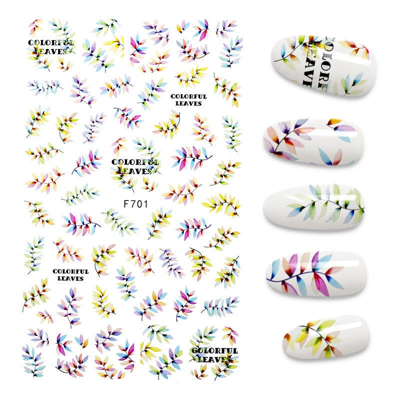 3D Flower Nail Stickers Women Face Sketch Abstract Butterfly Image Sexy Girl Nail Art Decor Sliders Manicure Stickers for Nails