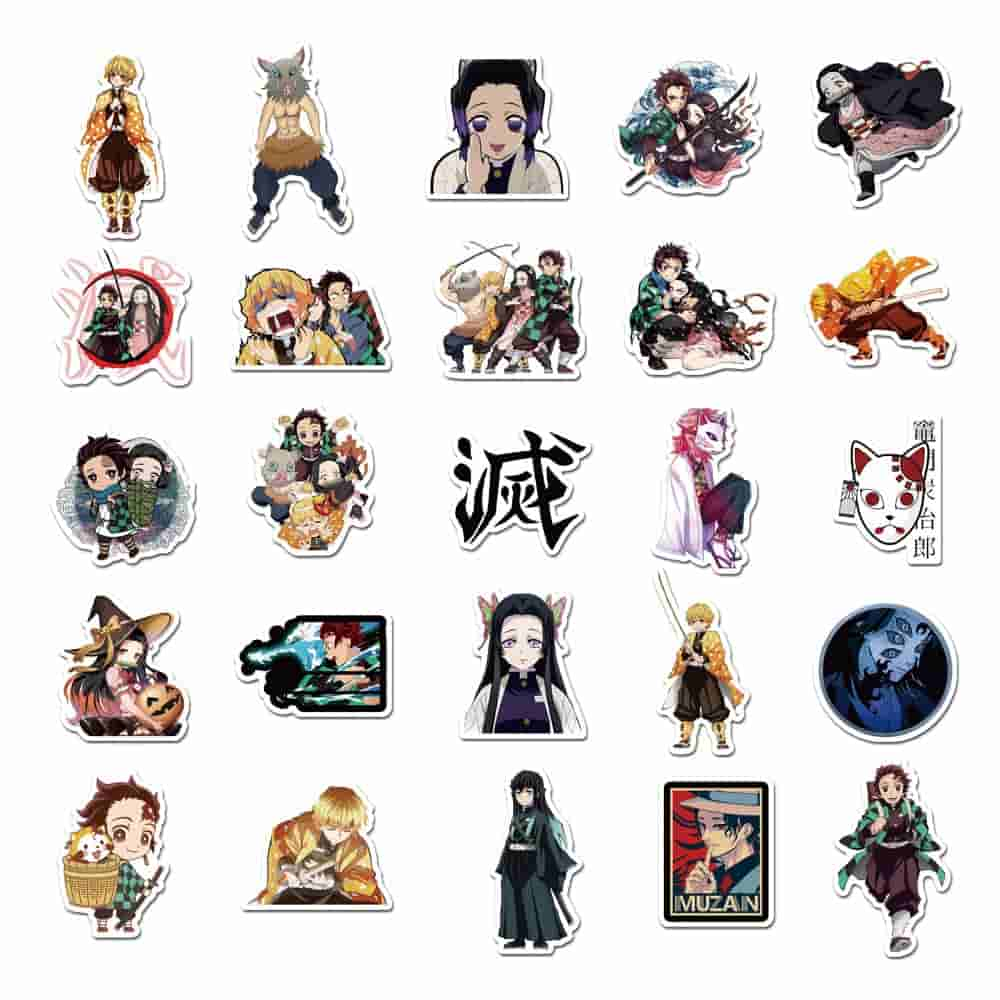 50pcs Demon Slayer: Kimetsu no Yaiba Anime Sticker Stickers PVC Graffiti Stickers Suitcase Luggage Guitar For Children stickers