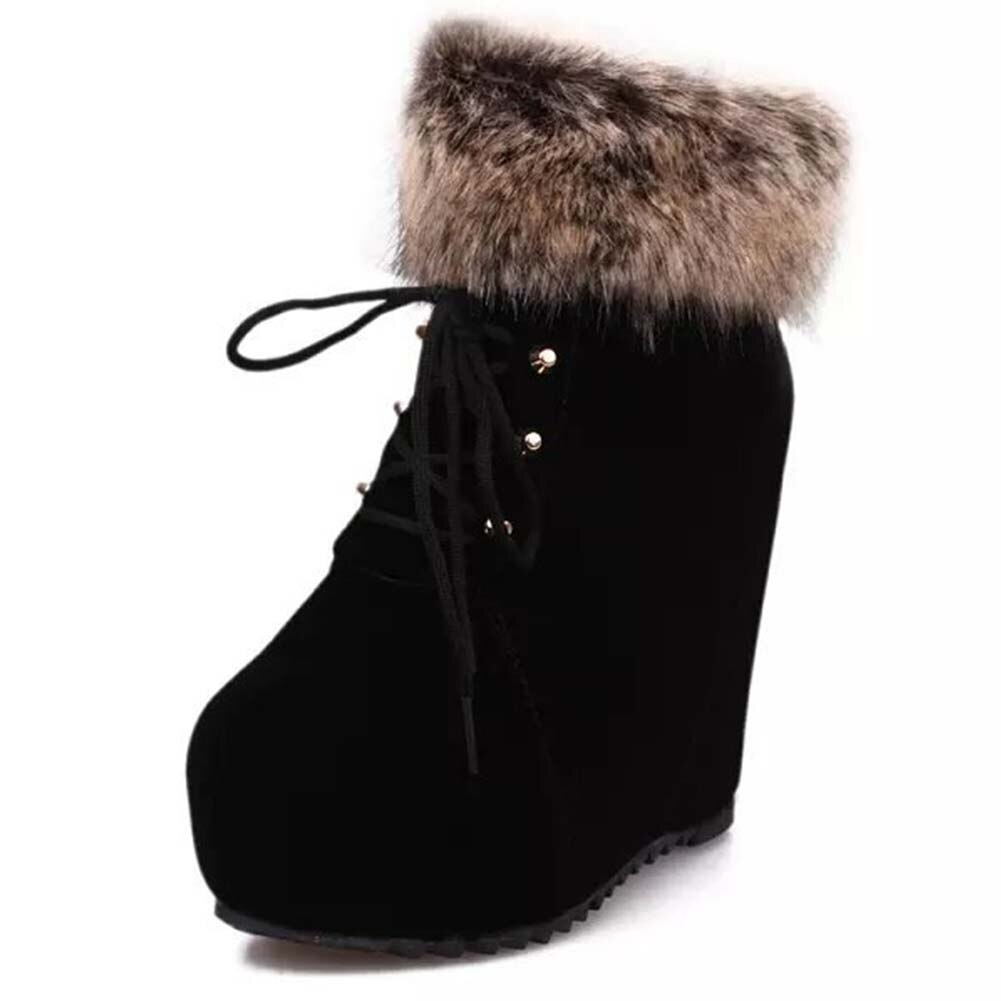 SARAIRIS Plus size 43 Fashion Russia Winter Wedges Shoes Ankle Boots Women Warm Boots Platform High Heels Snow Boots Shoes Woman