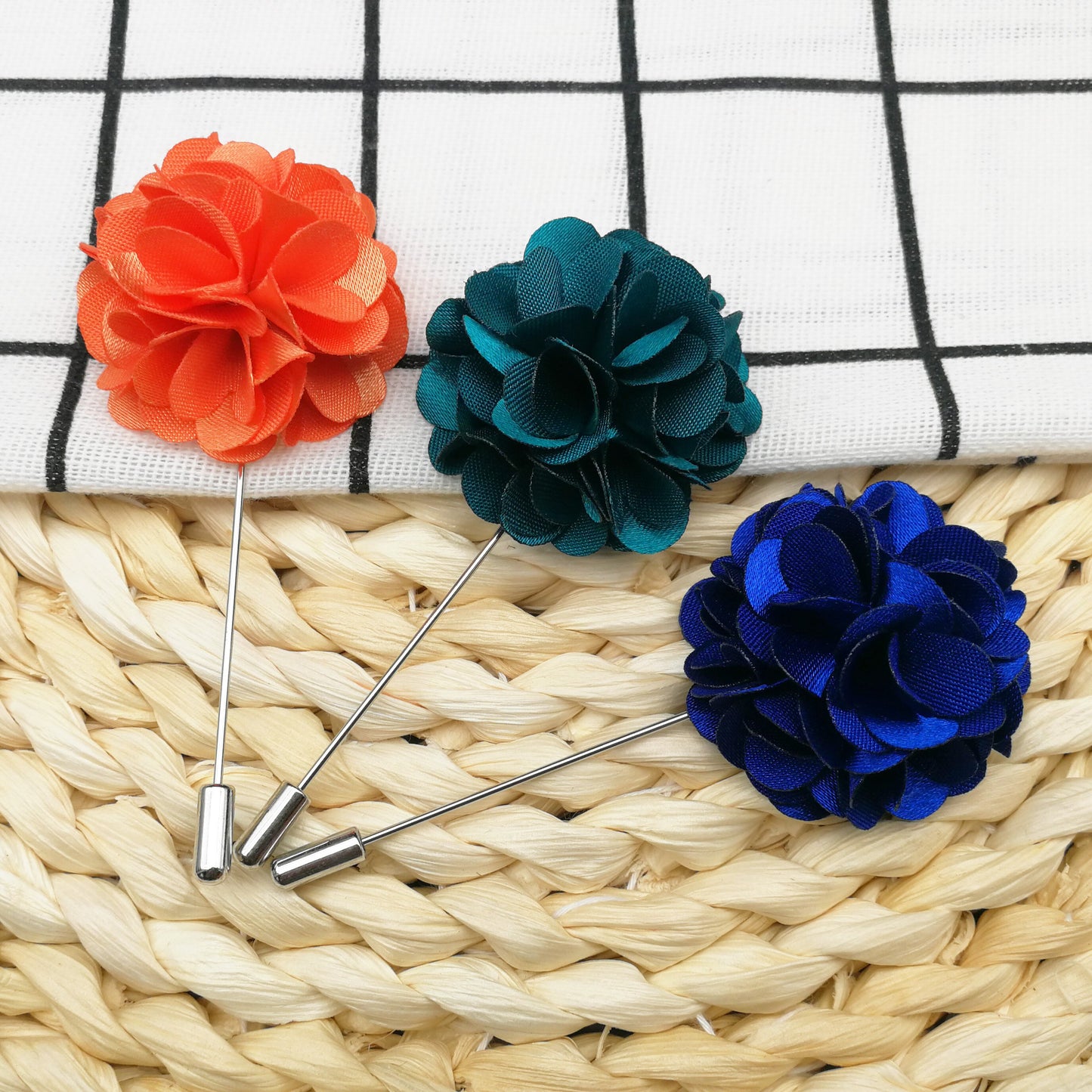 Men Fabric Flower Brooch Pin Suit Lapel Pins Woman Wedding Boutonniere Brooches Fashion Jewelry Accessories