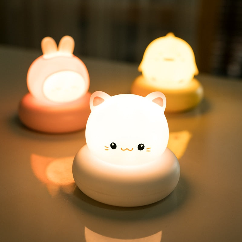 Children's Night Light USB Wall Lamp Rabbit Bear Duck Cat Night Lamp For Bedroom Baby Kid Room Decor Toys Child Gifts