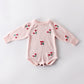 Spring Knitted Baby Romper Cherry Printed Newborn Baby Clothes 100% Cotton Knit Sweater Toddler Infant Baby Jumpsuit Overalls