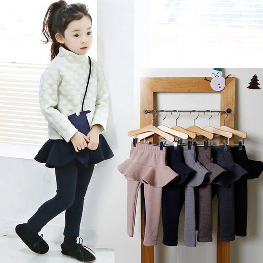 Pure Color Girls Pants Kids Leggings 2-10Y Children Clothing Autumn Cotton Leggings Warm Baby Girl Skirt-pants High Quality