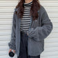 Zip-Up Hoodie Women Autumn Winter Fleece Oversized Sweatshirt Harajuku Bf Ulzzang Streetwear Loose Pockets Jacket Casual Tops