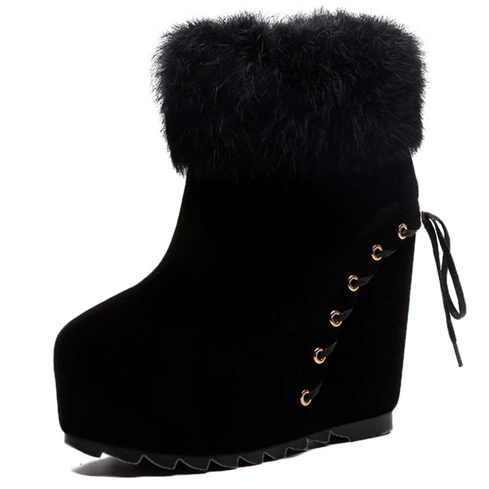 SARAIRIS Plus size 43 Fashion Russia Winter Wedges Shoes Ankle Boots Women Warm Boots Platform High Heels Snow Boots Shoes Woman