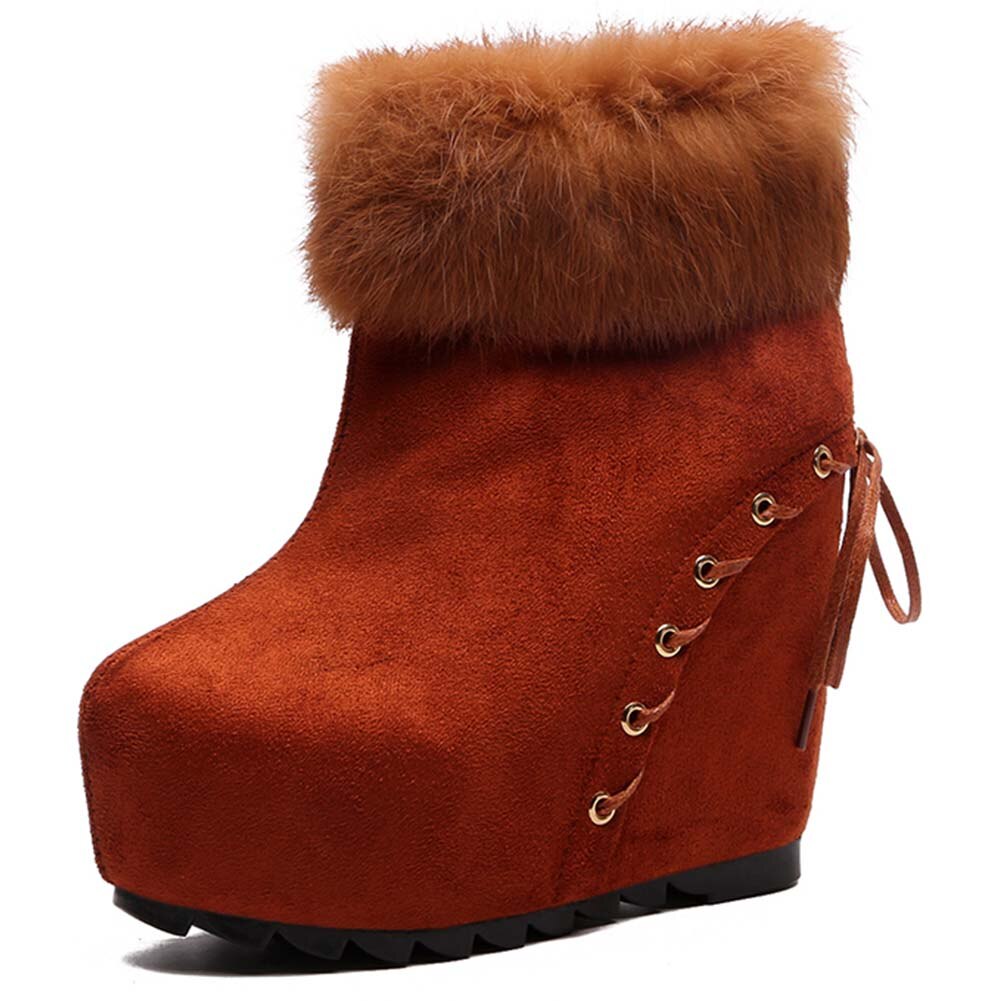 SARAIRIS Plus size 43 Fashion Russia Winter Wedges Shoes Ankle Boots Women Warm Boots Platform High Heels Snow Boots Shoes Woman