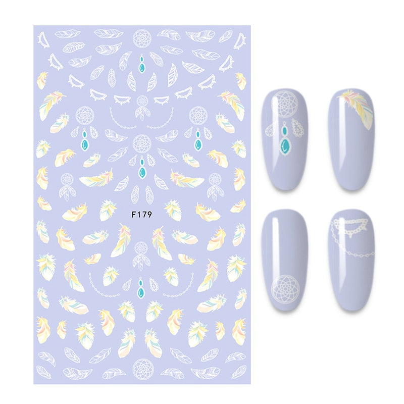 3D Flower Nail Stickers Women Face Sketch Abstract Butterfly Image Sexy Girl Nail Art Decor Sliders Manicure Stickers for Nails