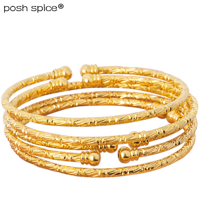 3mm African bangles for woman Ball Dubai bracelet and Bangles Indian Bangles Gold color Middle East Wedding Jewelry Gift